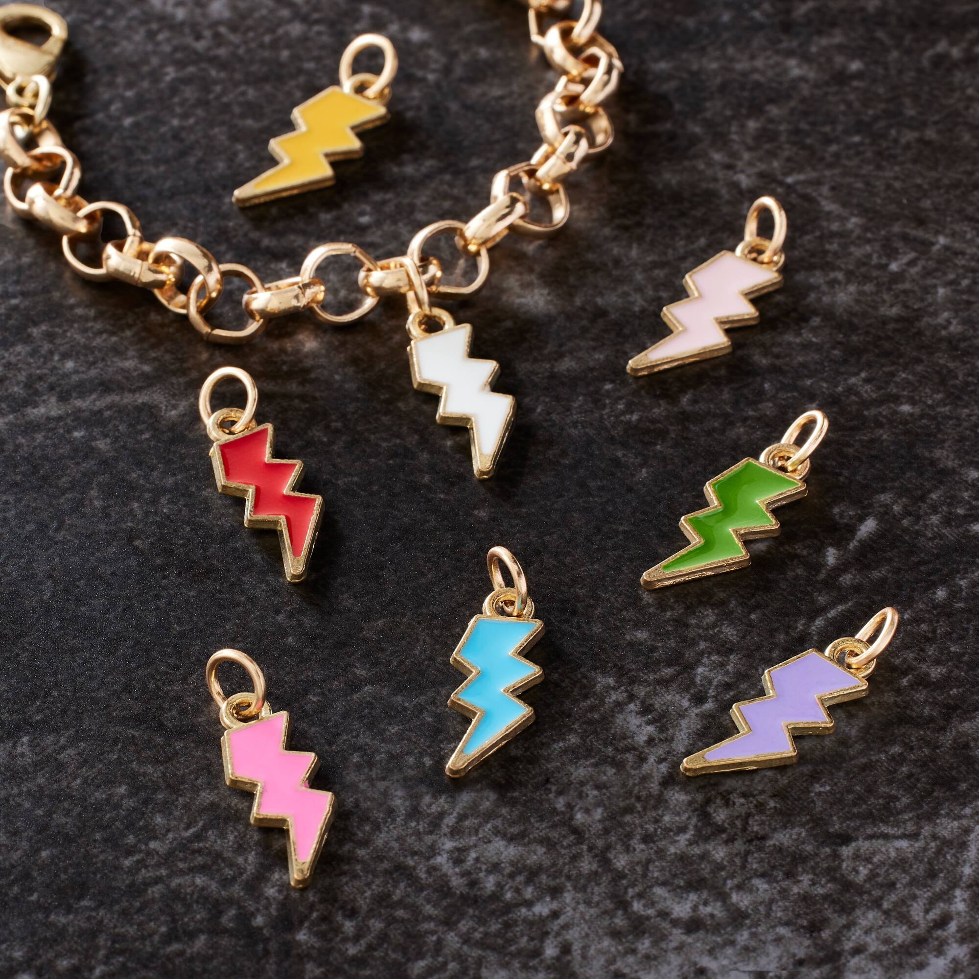 Enamel & Gold Lightning Bolt Charms by Bead Landing™